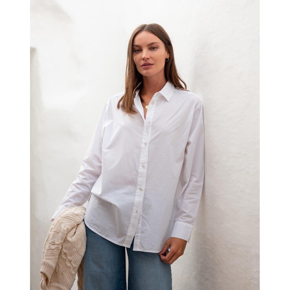 Voyageur By Mersea Brontë Relaxed Button Up Shirt Tunic Top Cotton S NEW 281659